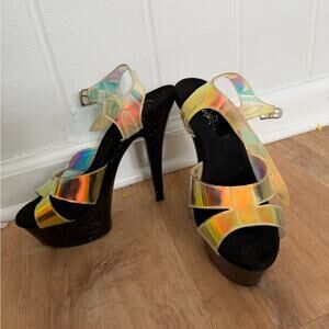 Pleaser Holographic Platform Heels